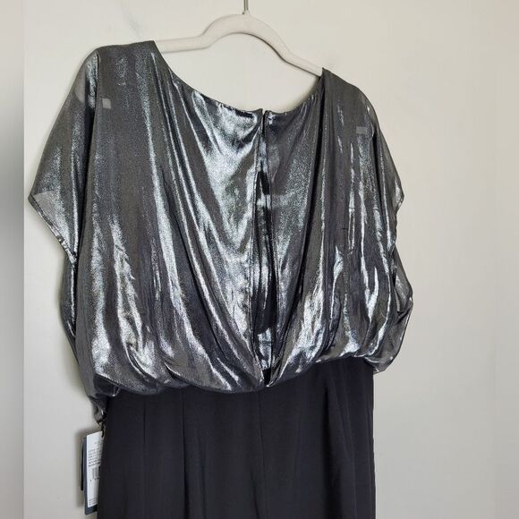 NEW Adrianna Papell Blouson Metallic Foil Dress Formal Event Plus Size 16W - Picture 9 of 12
